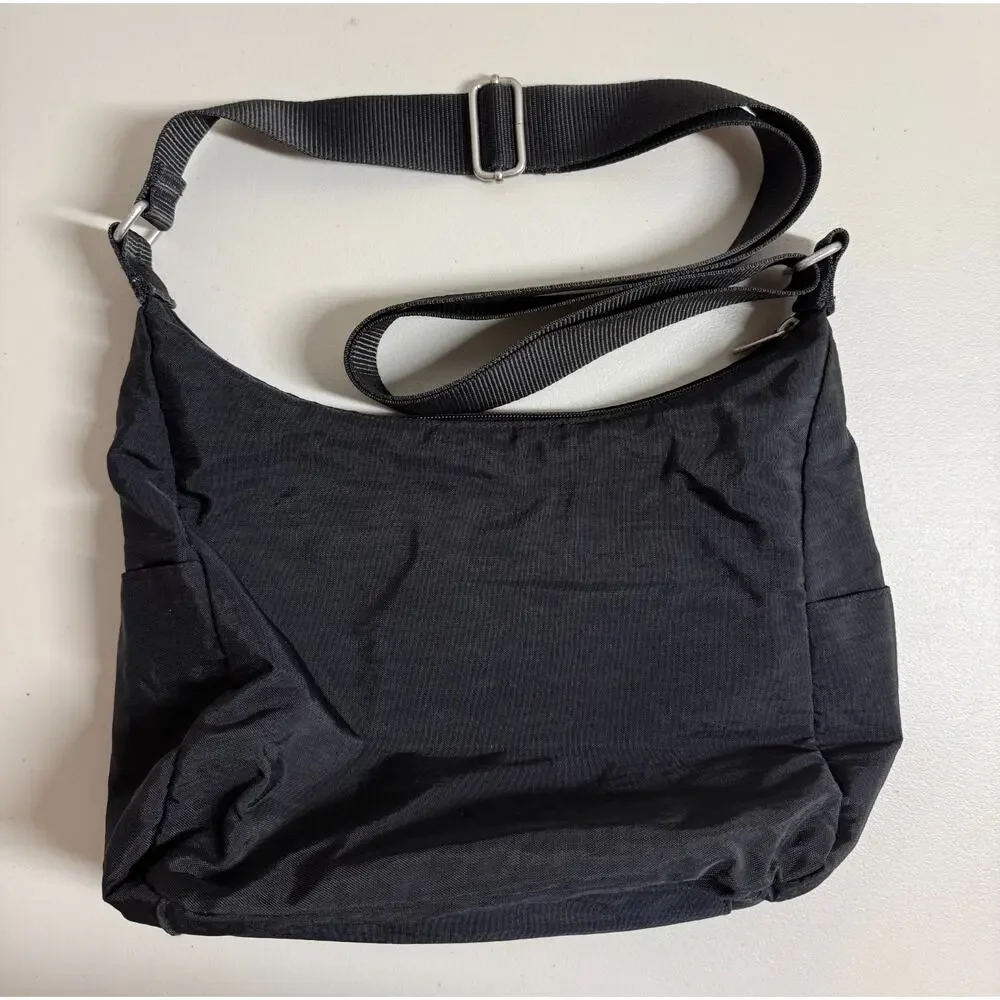 Baggallini Everyplace Crossbody Purse Shoulder Bag Black Nylon Gray Lining